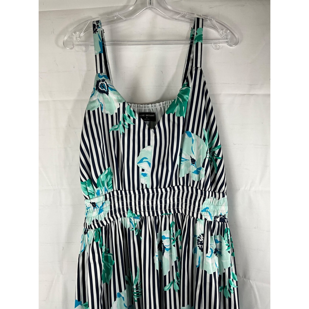 Lane Bryant Maxi Dress Striped Floral Adjustable Straps Size 18 Maxi New - Picture 3 of 4